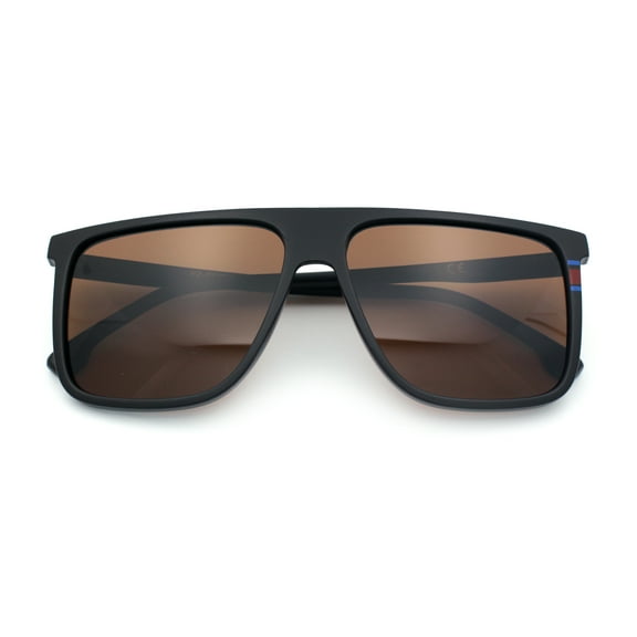 Polarized Oversize Flat Top Rectangle Horn Rim Plastic Mens Fashion Sunglasses All Brown