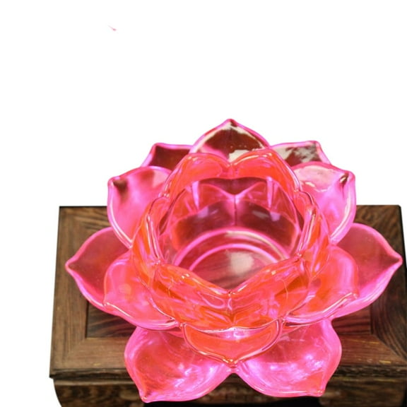 Luolandi Decorative Glass Candle Holder Lotus Shape for Floating and Tea Light Candles (pink)