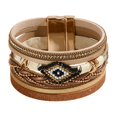thumbnail image 4 of Pulsera tipo brazalete estilo boho, multicapa, para complementar un vestido occidental o para fiestas. Caqui, 4 of 9