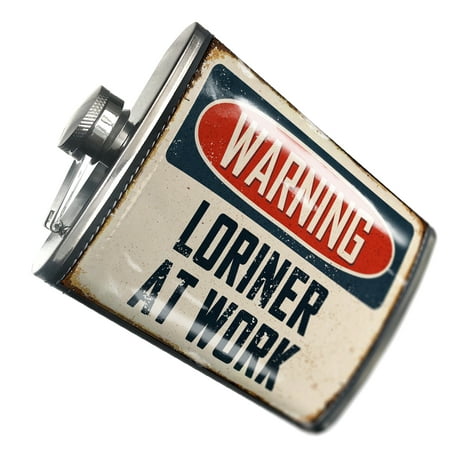 

NEONBLOND Flask Warning Loriner At Work Vintage Fun Job Sign