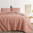 thumbnail image 2 of Chezmoi Collection Austin Queen Oversized Bedspread Set, 3-Piece Lightweight Microfiber Quilted Coverlet for All Seasons, Salmon, 2 of 9