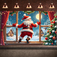 thumbnail image 2 of Festive Design Christmas Banner Santa Claus Polyester Material Window Decoration Winter Scene for Holiday Party Indoor Decoration Christmas Celebration, 2 of 8