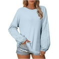 thumbnail image 7 of gakvbuo Long Sleeve Tunic Tops for Women Women's New Lace Sleeve Round Neck Cover Line Solid Color Casual Blouse, 7 of 7