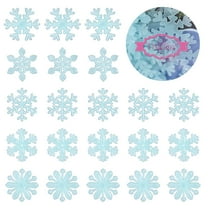 FRCOLOR 50PCS Snowflake Decals Blue Wall Decoration Window Clings for Kids Room Bedroom Living Room