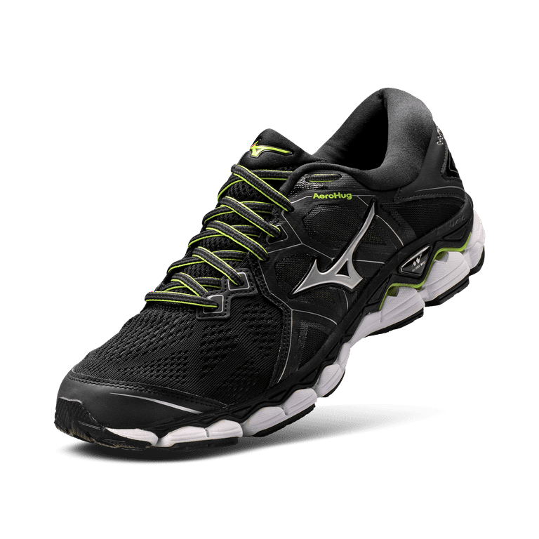 Mizuno Men s Wave Sky 2 Running Shoe Size 12.5 Black Safety Yellow 903E