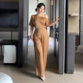 thumbnail image 6 of Women's One Shoulder Wide Leg Jumpsuit Elegant High Waist Dressy Evening Party Outfit, 6 of 7