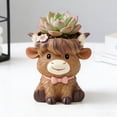 thumbnail image 4 of Highland Cow Planter, Cute Resin Flower Pot Ornament with Holder, Desktop Home Decor Figurine for Shelf Desk Mantelpiece and Garden Decoration, 4 of 6