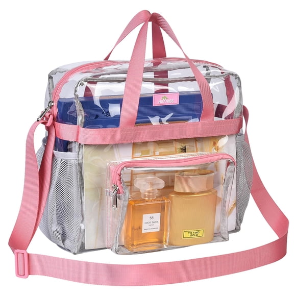 MAY TREE Bolsa transparente para eventos en estadios Bolsa de almuerzo transparente de 12 × 6 × 12 con correas reforzadas para el trabajo y eventos deportivos