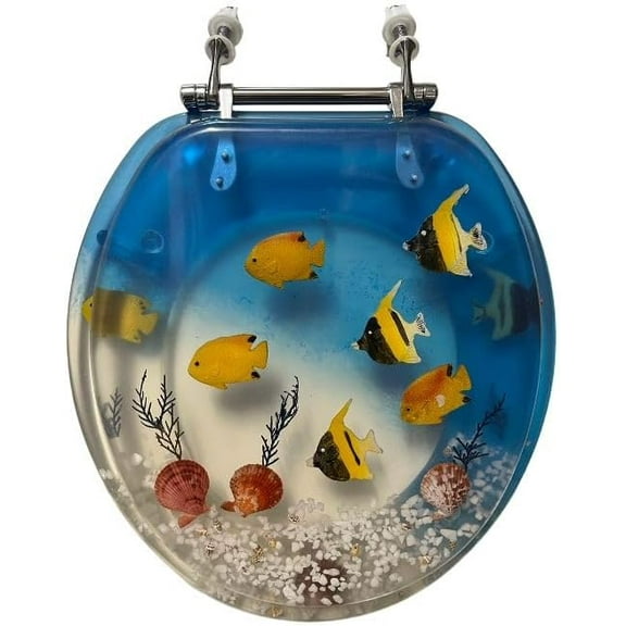 DANIELS STANDARD ROUND BLUE AQUARIUM RESIN TOILET SEAT, CHROME HINGES$$Tools & Hardware Other