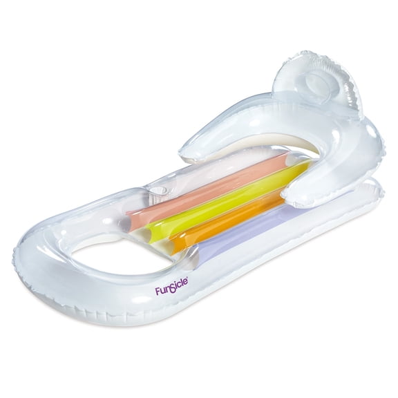 Funsicle Relaxing Lounge, 5.25ft Inflatable Pool Float with Cup Holder, Age 14 & up