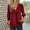 Wine#03, variant on Women's Spring autumn 3/4 Sleeve V - Neck Solid Color Casual T - Shirt