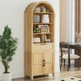 thumbnail image 5 of LEFHDA 81" Arched Cabinet, 6-Tier Arched Bookcase with 2 Doors and 1Drawers, Mid-modern Century Storage Bookshelf, Wooden Cabinet for Living Room, Kitchen (Natural), 5 of 10