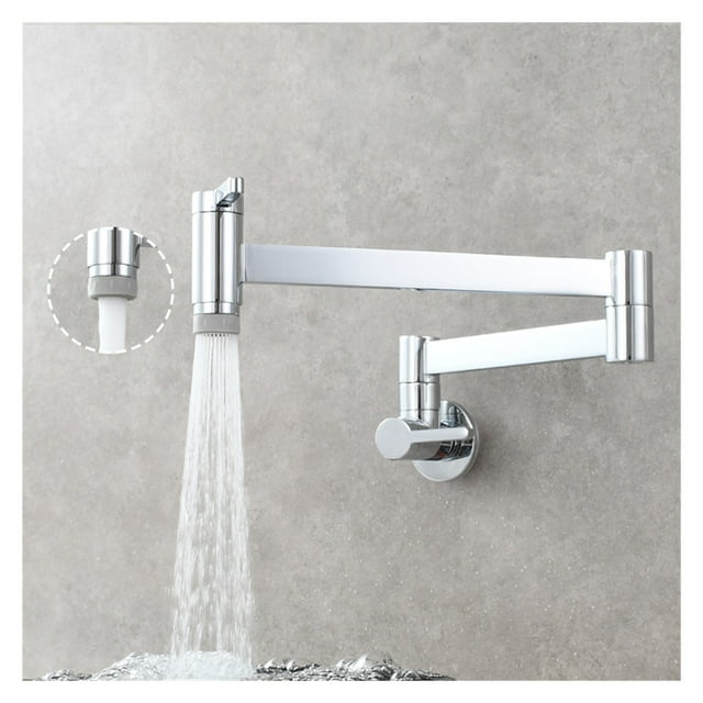 Brass Kitchen Faucet Wall Mount Pot Filler Faucet 360 Rotatable Folding Lengthened With Double Joint Swing Arms Cold Water Tap ,bar Laundry RV Farmhouse