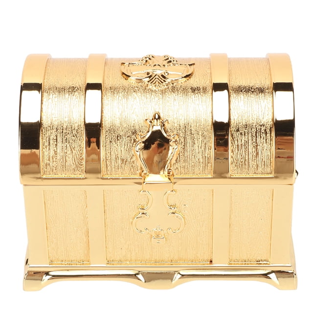 Small Jewelry Box, Zinc Alloy Trinket Box Sturdy Gold Color Retro Style For Rings M 3.8x3.1x2.9in