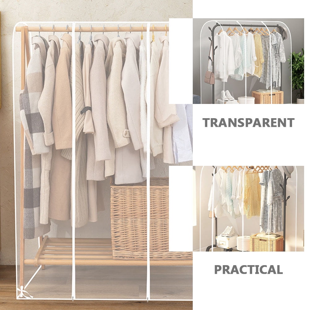 Clear Garment Rack Cover Clothes Rack Cover Hanging Clothes Storage Bag Waterproof Clothes Protector for Suits Coats Sweaters Shirts
