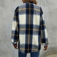 thumbnail image 5 of ZQUUVOU Women's Fall Plaid Shirt Winter Fashion Collar Jacket with Pockets Long Sleeve Casual Street Trendy Coat Navy, 5 of 5