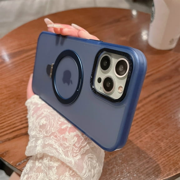 for iPhone 12 Pro Max 6.7" Case, Translucent Matte Frosted Magnetic [MagSafe Wireless Charging] Hidden Kickstand Shockproof Protection Hard PC for Apple iPhone 12 Pro Max, Blue