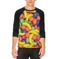thumbnail image 1 of Halloween Fruit Candy Mens Raglan T Shirt White-Black X-LG, 1 of 2