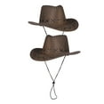 thumbnail image 3 of Sombreros de vaquero del oeste para niños, gorra de vaquero con correa ajustable para el cuello, accesorio de disfraz, 2 uds., 3 of 5