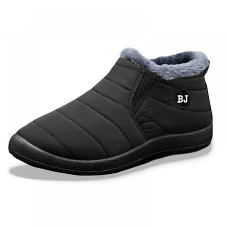 

Mens Snow Boots Women Winter Anti-Slip Ankle Booties Waterproof Slip On Warm Fur Lined Sneaker