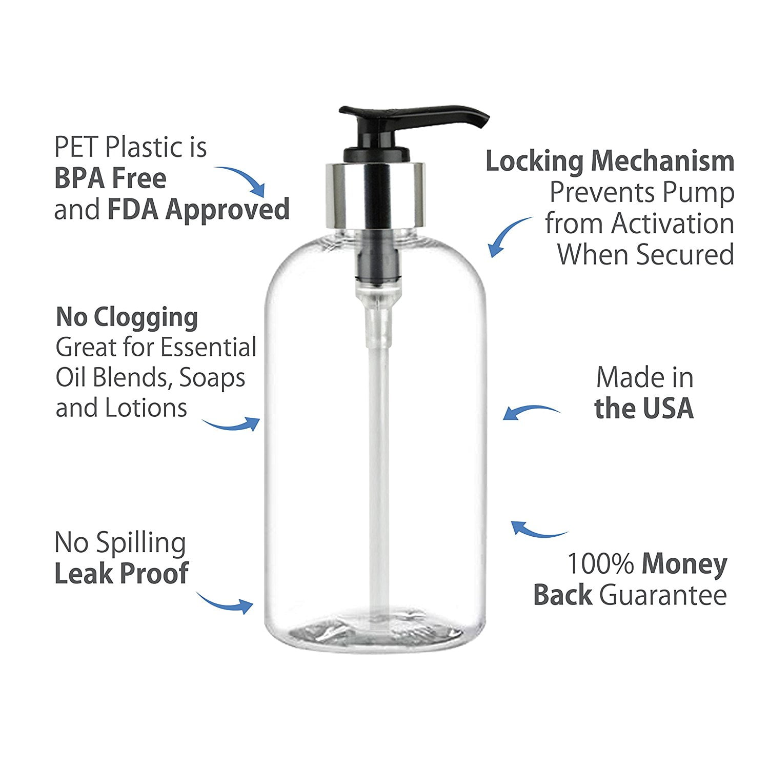 Moyo Natural Labs 8 Oz Pump Dispenser Boston Round Empty Soap Moyo Natural Labs 8 Oz Pump Dispenser Boston Round Empty Soap Lotion Bottles With Silver Tone Locking Cap Bpa Free Pet Plastic Containers For