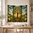 thumbnail image 5 of Tree of Life with Roots in Stained Glass Arches, Serene Illustration for Nature Lovers, Nature Wall Art, Housewarming Gift, Tapestry Wall Hanging for Bedroom and Dorm, 5 of 7