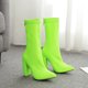 thumbnail image 5 of Botas gruesas de tacón alto con cremallera trasera de cuero brillante color fluorescente caramelo sexy para mujer Wmkox8yii  hfjk1790, 5 of 7