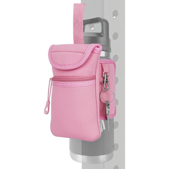 Linkidea Magnetic Water Bottle Sleeve Pouch Compatible with YETI Rambler Bottle 18oz/20oz/24oz/32oz, Hydra Flask Wide Mouth, Waterbottle Bag for Gym with Pockets, Pink