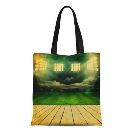KDAGR Canvas Bag Resuable Tote Grocery Shopping Bags Green Best Stadium Champion Field Football Arena Brasil Brazil Bright Tote