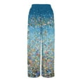 thumbnail image 5 of WTOBBY Women's Floral Print Adjustable Tie Waist Wide Leg Casual Pants with Stretch Belt, Functional Pockets and Comfortable Fit for Garden Parties and Weekend Relaxation,Blue L, 5 of 6