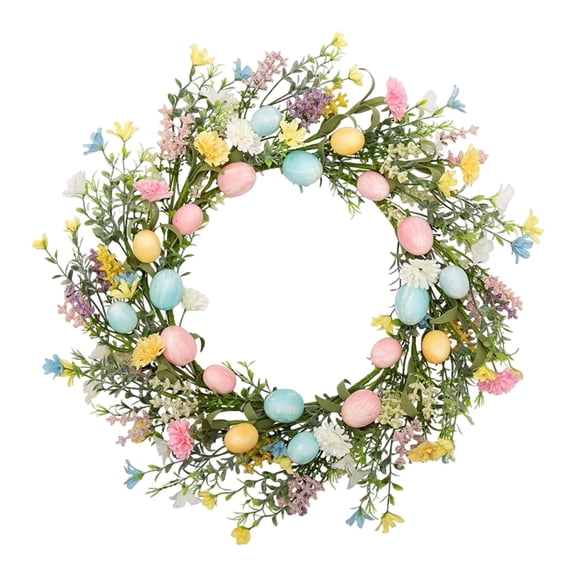 12 Inch Artificial Easter Wreath with Colorful Eggs and Floral Arrangement, Spring Front Door Decoration for Indoor Outdoor Porch Party Wedding Decor, Spring Wreath Easter Wreaths for Front Door