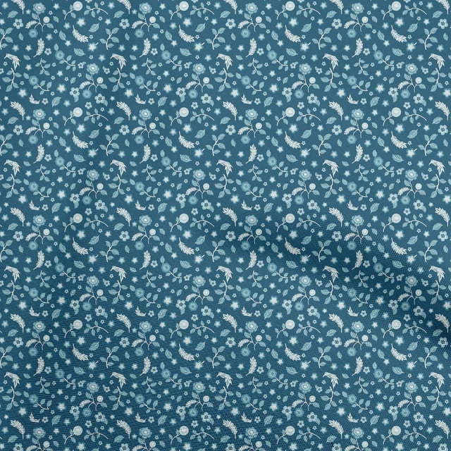oneOone Rayon Teal Blue Fabric Asian Floral Sewing Craft Projects Fabric Prints By Yard 56 Inch Wide