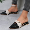 thumbnail image 6 of Women's Metallic Trim Pointed Toe Block Heel Mules Wide Width Closed Toe Casual Slide Sandals Soft Faux Leather Comfort Non Slip Outdoor Dressy Slippers, 6 of 10