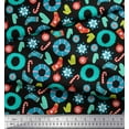 thumbnail image 2 of Soimoi Black Velvet Fabric Snowflake & Wreath Christmas Decor Fabric Printed Yard 58 Inch Wide, 2 of 3