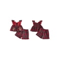 thumbnail image 2 of RUINIXCW Toddler Baby Girl Christmas Outfit Infant Baby Girls Xma Clothes Deer Santa Gingerbread Embroidery Fly Sleeve Plaid Smocked Tops Shorts Set, 2 of 9