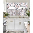 thumbnail image 4 of Grey Red Botanical Swag Kitchen Curtains Sets for Windows 24 Inch Length, Watercolor Spring Floral Summer Leaf Short Window Curtain Panels Swags Valances and Tiers 3 Piece Set for Cafe/Dining Room, 4 of 5