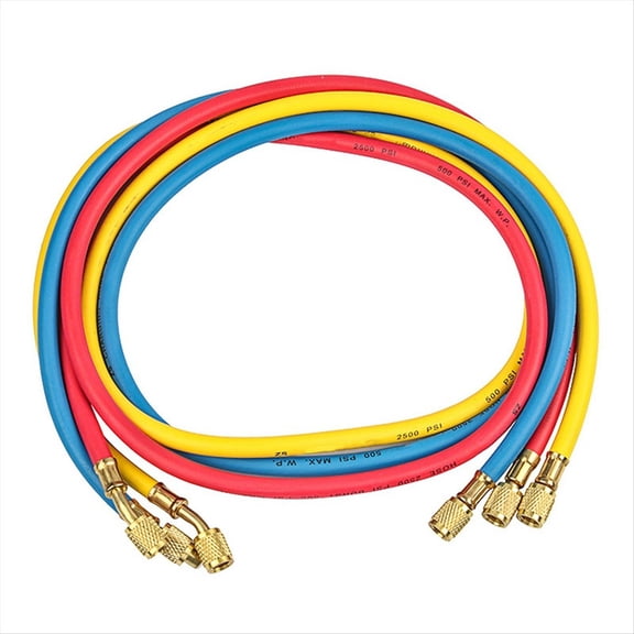 1.5M AC Charging Hose Tube Kit Hose Low Loss Fittings for R134A R12 R22 Refrigerant Air Conditioning Manifold Gauge,3 x AC Charging Hose Tube