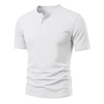 thumbnail image 2 of Hearthz Men's Henley Shirts 3 Button Short Sleeve Shirt for Men Basic Breathable Moisture Wicking Men's Athletic Shirts & Tees White S, 2 of 7