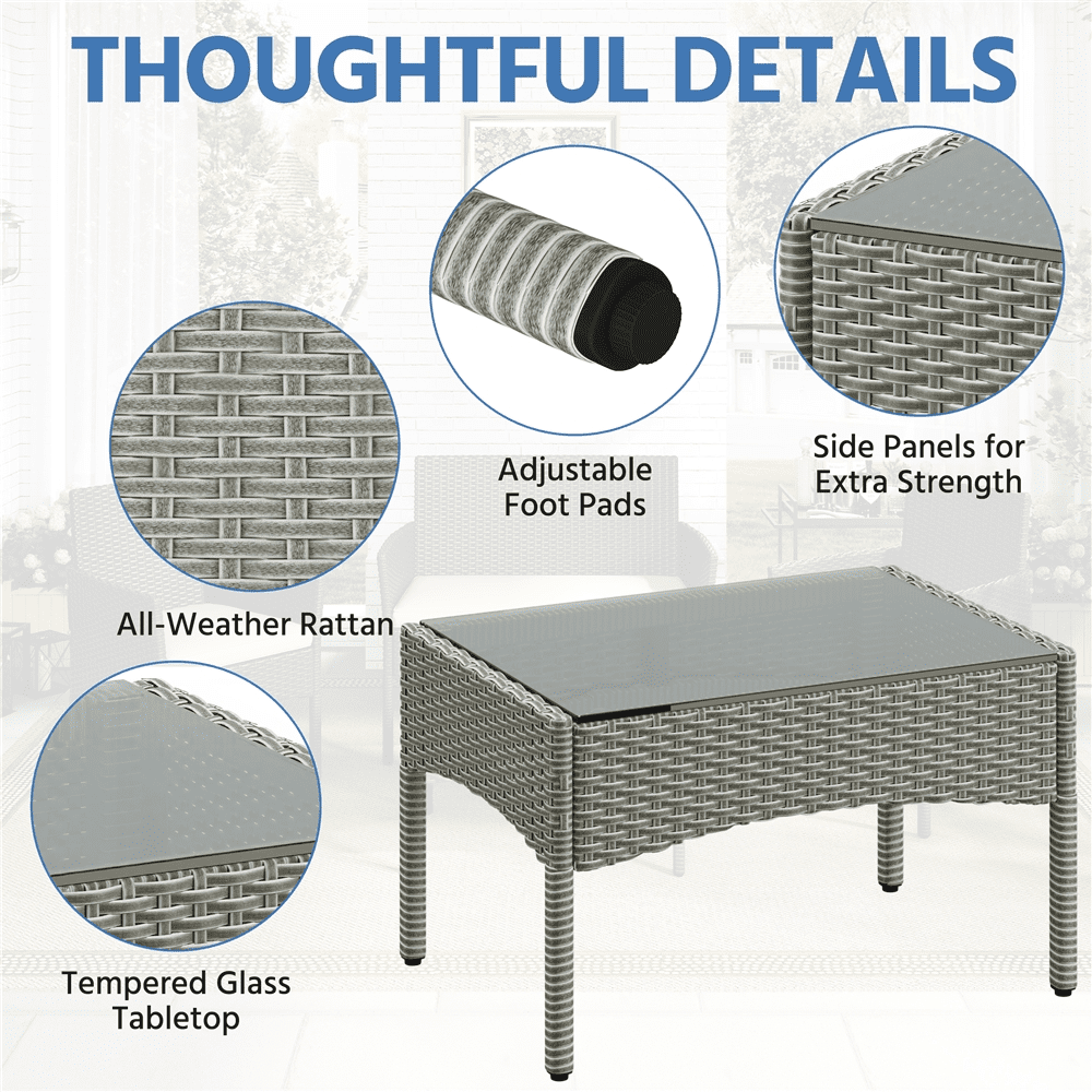 Renwick 4-Piece Outdoor Reception Set with Sofas and Coffee Table, Gray/Dark Blue