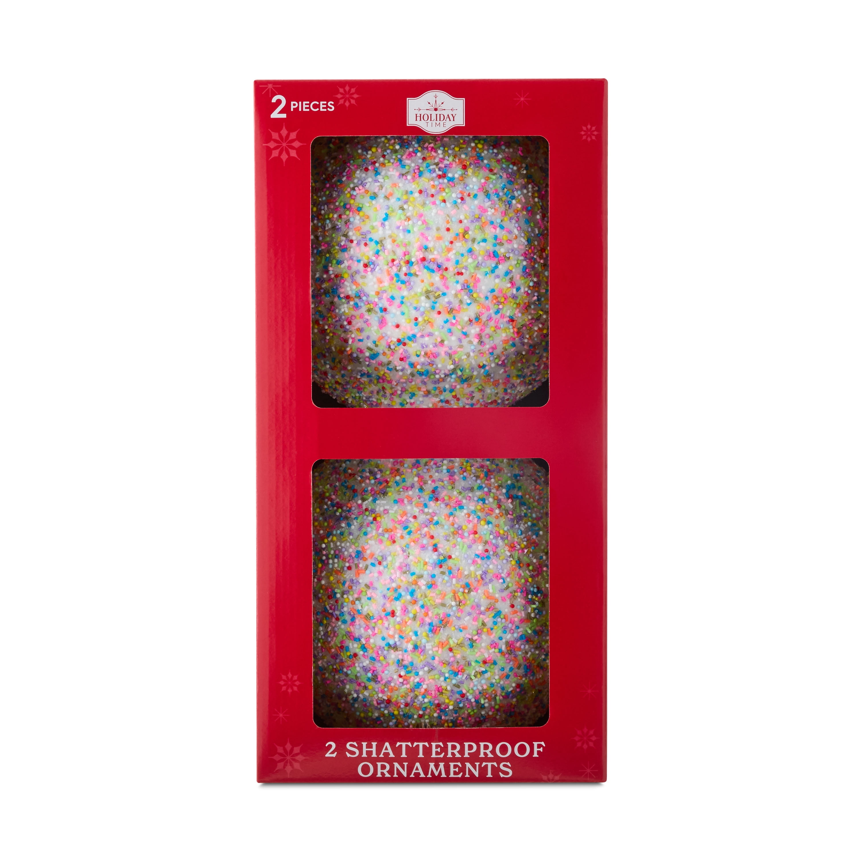 2-Count White Glitter Jumbo Christmas Shatterproof Ornaments with Colorful Beads, 7.87 in, by Holiday Time