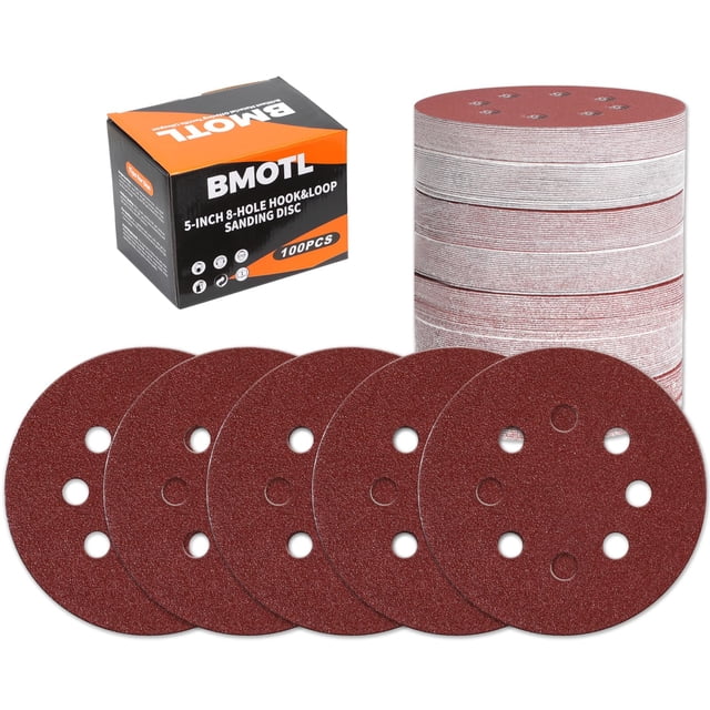 Discos de lijado BMOTL, 100 unidades, grano 40, 125 mm, 8 agujeros, gancho y bucle