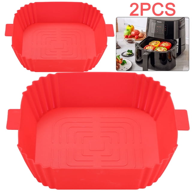 Bandeja para Freidora de Aire Kuymtek Molde Cuadrado Antiadherente 2 Uds. Rojo