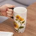 thumbnail image 3 of Topadorn Ceramic Mug Sunflower Coffee Cup with Gift Box Latte Mug with Lid, 17 oz Sunflower and Dragonfly, 3 of 4