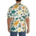 thumbnail image 3 of Uemuo Dinosaurs and Tropical Leaves Pattern Cotton Linen Short Sleeve Shirts,Casual Lightweight Button Down Shirts,Vacation Beach Summer Tops-X-Large, 3 of 7