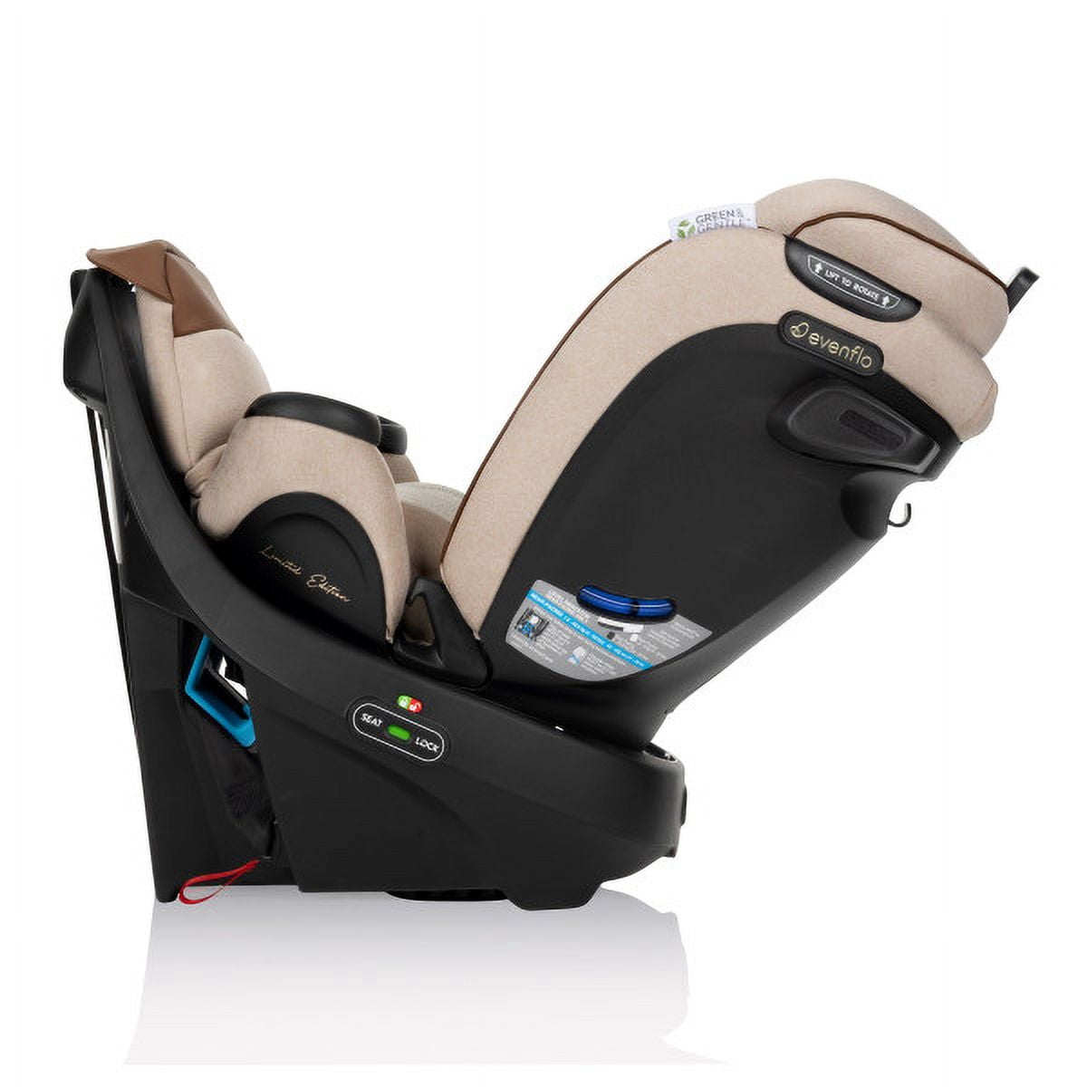 Evenflo Limited Edition Revolve360 Extend All-in-One Rotating Car Seat with Green & Gentle Fabric (Champagne)
