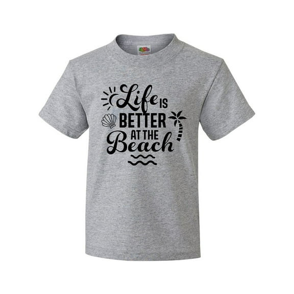 Inktastic Life is Better at the Beach with Sunshine Seashell and Palm Trees Youth T-Shirt