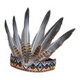 thumbnail image 1 of Tocado de plumas artificiales indio, accesorio para disfraz de jefe para escenario festivo., 1 of 7
