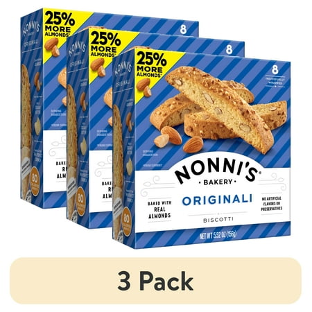 (3 pack) Nonni's Bakery, Originali Almond Biscotti, Individually Wrapped, 5.52 oz, 8 Count