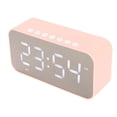 thumbnail image 3 of Altavoz Bluetooth inalámbrico, sonido estéreo, cancelación de ruido, visualización de temperatura, transmisión de voz, radio FM, espejo, despertador, color rosa, 3 of 14