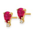 thumbnail image 2 of Primal Gold 14 Karat Yellow Gold Ruby Diamond Post Earrings, 2 of 4